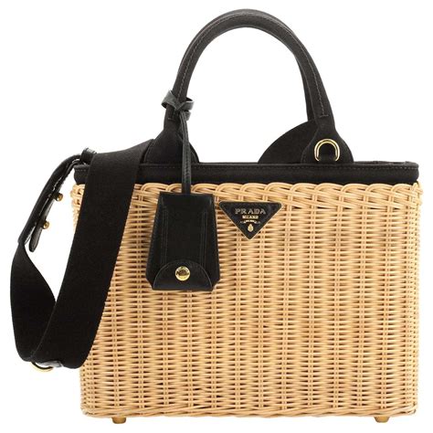 prada blue straw bag|prada wicker tote bag.